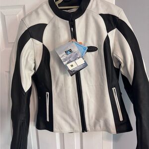 Elegant Black and White Leather Jacket